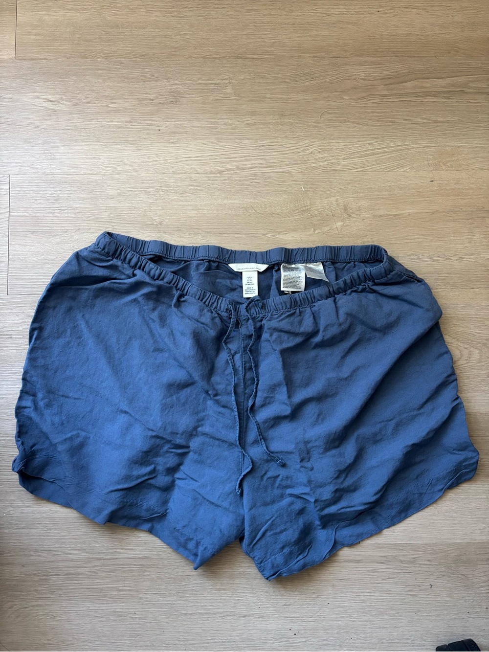 Women's Linen Blend Navy Blue Drawstring Shorts